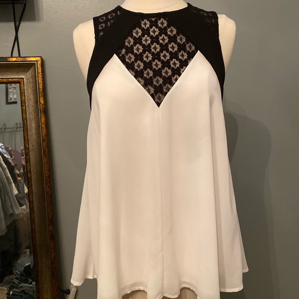 Black and White Chiffon Blouse